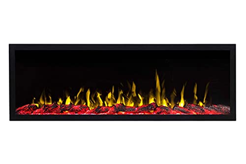 Touchstone 80049 - Indoor/Outdoor Sideline Elite Smart WiFi-Enabled Electric Fireplace - 60 Inch Wide - in-Wall Recessed or Wall Mount - Realistic 6 Color Flame - No Heat - Log & Crystal