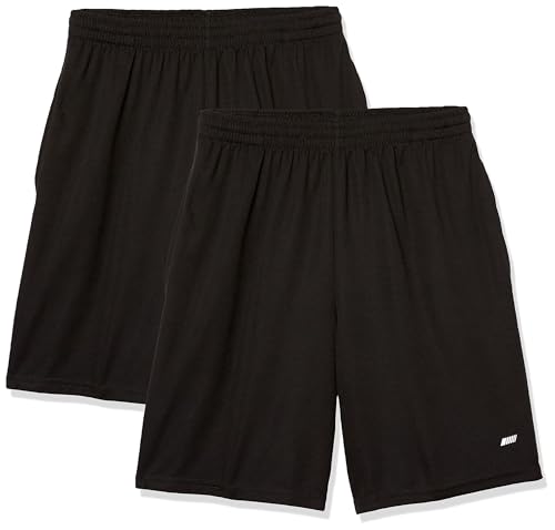 Amazon Essentials Men's Performance Tech Loose-Fit Shorts (Available in Big & Tall), Pack of 2, Black, Large