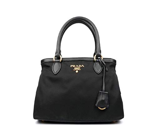 Prada Women's Black Tessuto Nylon Soft Calf Handbag 1BA173