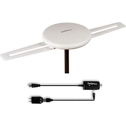 Five Star HDTV Antenna - 360° Omni-Directional Reception Amplified Outdoor TV Antenna 150 Miles Long Range for Indoor/Outdoor, RV, Attic Support 4K 1080P UHF VHF Free HDTV Channels