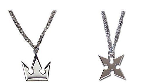 XOFOAO Kingdo Heart Sora's Crown & Roxas's Cross Necklaces