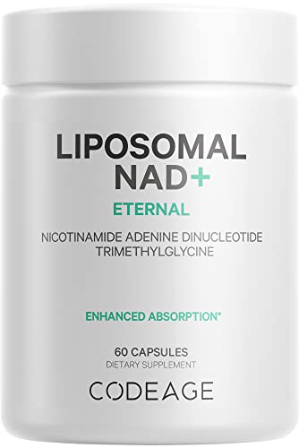 Codeage Liposomal NAD+ Supplement - Betaine Anhydrous - Liposomal for Bioavailability - Energy, Metabolism, and Healthy Aging Support - NAD Nicotinamide Adenine Dinucleotide Formula - 60 Capsules