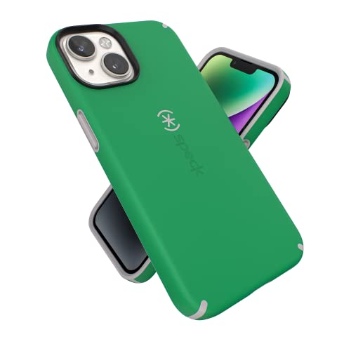 Speck iPhone 14 & iPhone 13 Case - Drop Protection, Scratch Resistant, Built for MagSafe Phone Case with Soft Touch Coating - 6.1' Model, Dual Layer Case - Renew Green/Sweater Grey CandyShell Pro