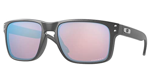 Oakley Men's OO9102 Holbrook Square Sunglasses, Steel/Prizm Snow Sapphire, 57 mm