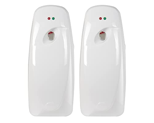 Automatic Air Freshener Spray Dispenser (2-Pack) Wall Mounted or Free Standing, Commercial and Home Use, Multiple Time Scent/Mist Release Settings for Room/Restroom Sprayer (White)