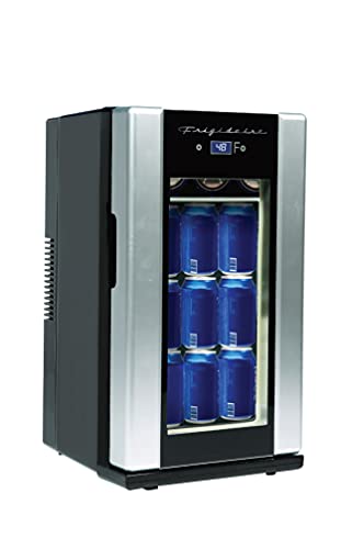FRIGIDAIRE EFMIS567_AMZ 18 Can OR 4 Wine Bottle Retro Beverage Fridge, Temperature Control, Thermoelectric, FreonFree, Stainless