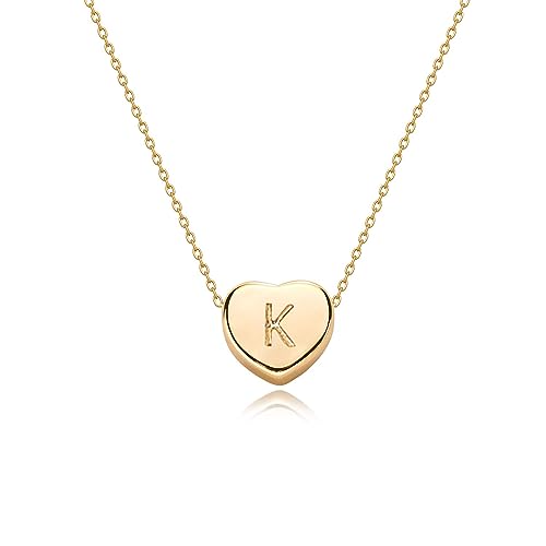 Tiny Gold Initial Heart Necklace-14K Gold Plated Handmade Dainty Personalized Letter Heart Choker Necklace Gift For Women Necklace Jewelry