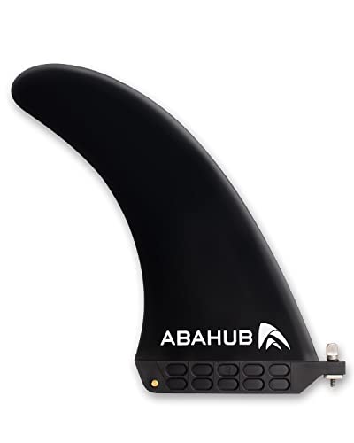 Abahub 8'' SUP Single Center Fin with 1 No Tool Fin Screw, Fiberglass Reinforeced 8 inch SUP Replacement Fins for Surfboard, Stand-up Paddle Board, Longboard, Black