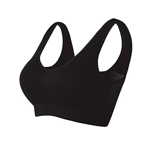 Amazon Coupons & Promo Codes for Prime Members Sports Bra for Women Sweat-Free Mesh Shaping Bra Breathable Cool Liftup Air Bra Seamless Wireless Cooling Comfort Bra Black 2X
