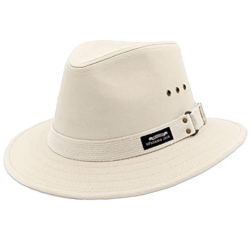 Panama Jack Men's Original Canvas Safari Sun Hat, 2 1/2' Brim, UPF (SPF) 50+ Sun Protection (Natural, Large)