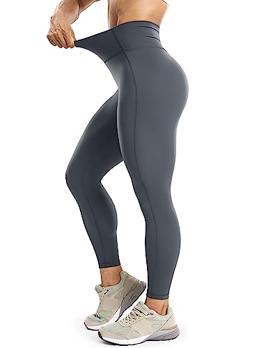 UNISSU High Waisted Compression Leggings for Women Workout Tummy Control Gym Athletic Squat Proof Tight Yoga Pants- 25 Inches Volcanic Ash Medium