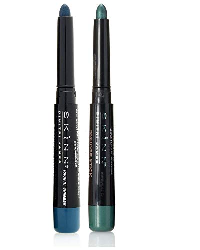 Skinn Cosmetics Smudge Stick for Eyes - Set of 2 Eye Pencils - Emerald & Pacific Shimmer