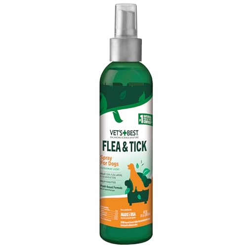 Vet's Best Tick & Flea Spray - Plant-Based Flea and Tick Prevention for Dogs - Certified Natural Oils - 8 oz