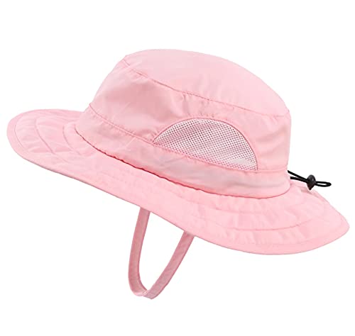 Connectyle Kids UPF 50+ Bucket Sun Hat UV Sun Protection Hats Wide Brim Summer Beach Hat Pink