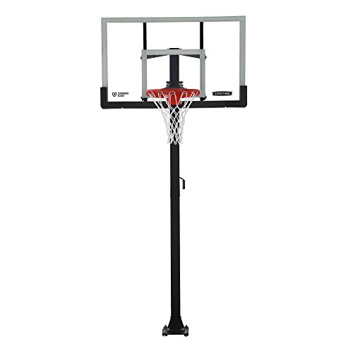 Lifetime Crank Adjust In Ground Tempered Glass Basketball Hoop, 54', Clear