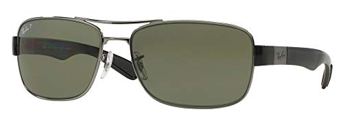 Ray-Ban RB3522 004/9A 61M Gunmetal/Green Polarized Sunglasses For Men+ BUNDLE with Designer iWear Eyewear Kit