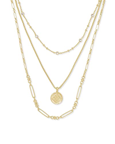 Kendra Scott Medallion Triple Strand Necklace in 14k Gold-Plated Brass, Fashion Jewelry for Women, Gold