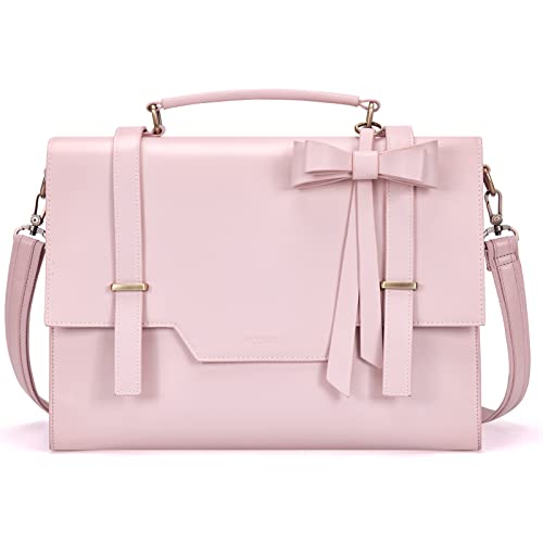 ECOSUSI Laptop Messenger Bag Women Briefcase 15.6 inch Laptop Satchel Handbags (Pink)