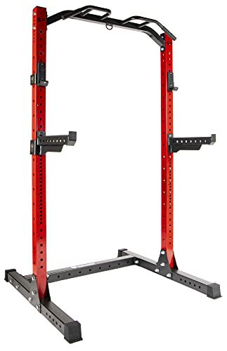 Signature Fitness SF-SS1 1,000 Pound Capacity 3” x 3” Power Rack Squat Stand, Includes J-Hooks and Safety Spotter Arms, Optional Conversion Kits