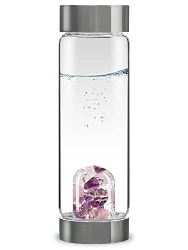 VitaJuwel ViA WELLNESS - Crystal Water Bottle with Amethyst, Rose Quartz & Clear Quartz