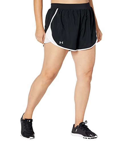 Under Armour Womens Fly by 2.0 Shorts, Black (002)/Reflective, 2X