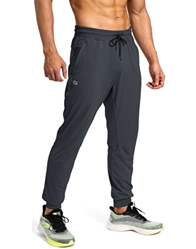 G Gradual Men's Sweatpants with Zipper Pockets Athletic Pants Traning Track Pants Joggers for Men Soccer, Running, Workout (Grey, Large)