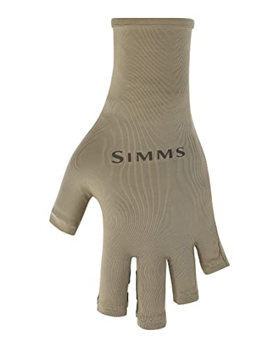 Simms Bugstopper SolarFlex Sunglove with Insect Shield, UPF 50+ Outdoor Fishing Gloves, Stone, Large