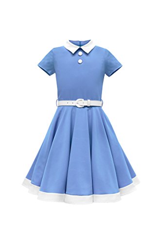 BlackButterfly Kids 'Lucy' Vintage Clarity 50's Girls Dress (Blue, 13-14 YRS)