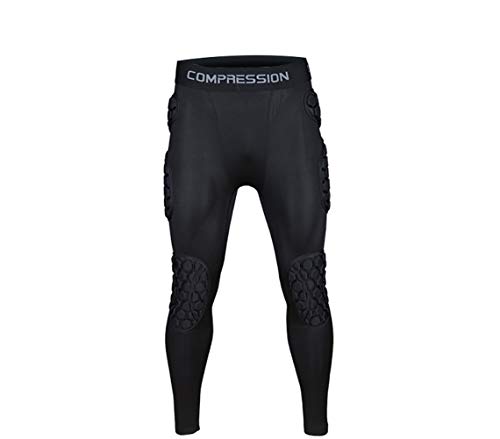 Jellybro Mens Padded Compression Pants Football Girdles Athletic Leggings for Soccer Basketball Paintball Hockey Black