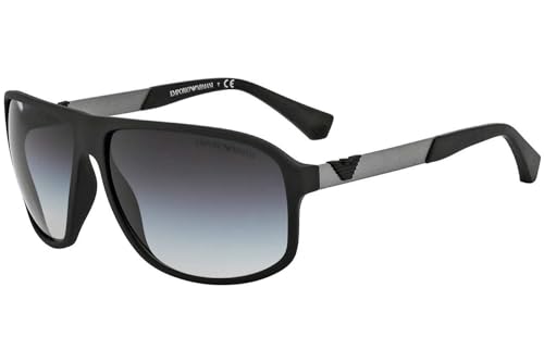 Emporio Armani Men's EA4029 Square Sunglasses, Rubber Black/Gradient Grey, 64 mm