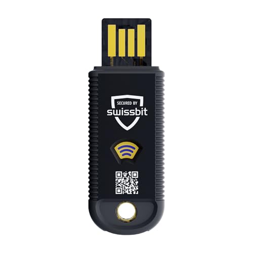 Swissbit - iShield Key Pro Security Key, Hardware Authenticator, USB-A and NFC Connection, FIDO2 Certified, U2F, HOTP, TOTP, PIV, 2FA, Black, (1pc)