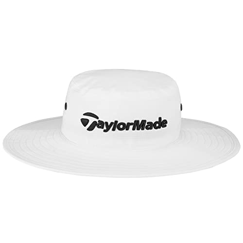 TaylorMade Golf Standard Eyelet Bucket Hat, White, Large/Extra Large