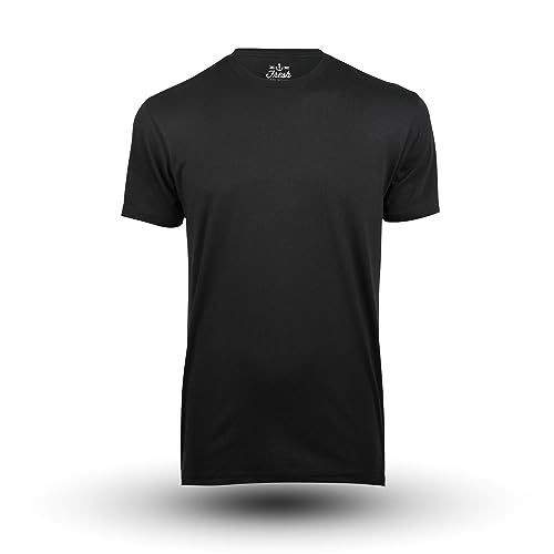 Fresh Clean Threads Black Crewneck T-Shirt for Men - Pre Shrunk Soft Fitted Premium Classic Tee - Men's T Shirts Cotton Poly Blend - Large