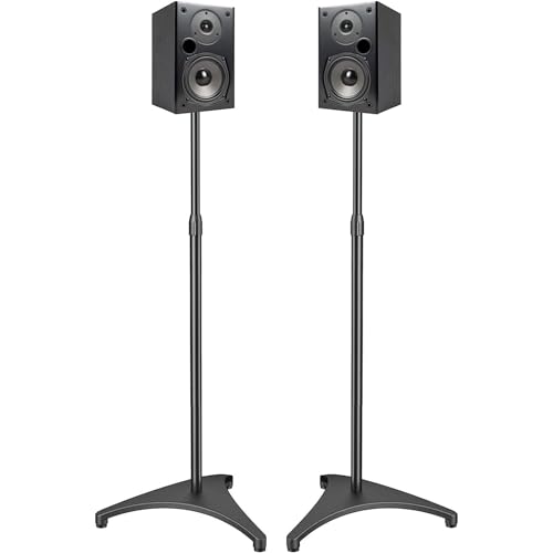 PERLESMITH Speaker Stand Height Adjustable - Extends 19.29' to 44.29' - Holds Satellite Speakers & Small Bookshelf Speakers up to 9 lbs, Floor Stands for Sony Bose Polk JBL Yamaha and Others - 1 Pair