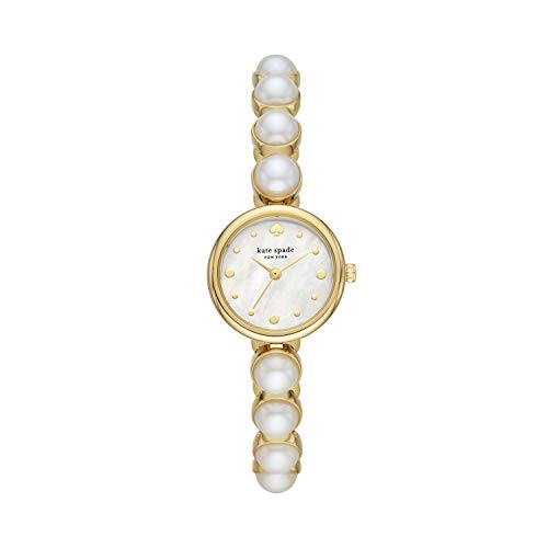 Kate Spade New York Women's Monroe Quartz Stainless Steel and Pearl Three-Hand Watch, Color: Gold/Pearl (Model: KSW1687)