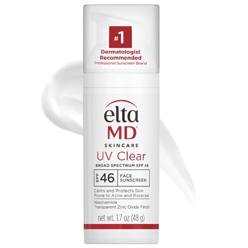 EltaMD UV Clear Face Sunscreen, Oil Free Sunscreen with Zinc Oxide, Dermatologist Recommended Sunscreen, 1.7 oz Pump