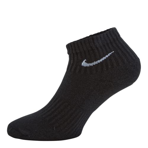 Nike Everyday Cushion Ankle Training Socks (6 Pair), Men's & Women's Ankle Socks with Sweat-Wicking Technology, Black/White, L