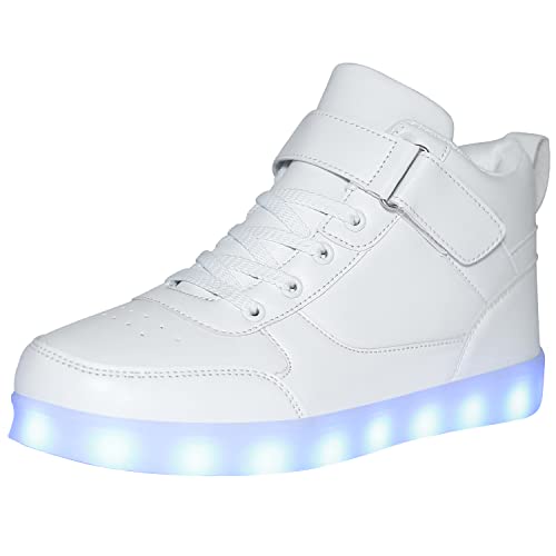 JEVRITE Unisex Light Up Shoes LED Shoes USB Charging High Top for Women Men Sneakers Couples Shoes GBWhite39