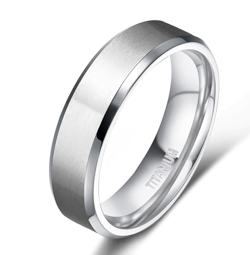 TIGRADE Titanium Rings 4MM 6MM 8MM 10MM Wedding Band in Comfort Fit Matte for Men Women, Silver, 6MM, Size 9
