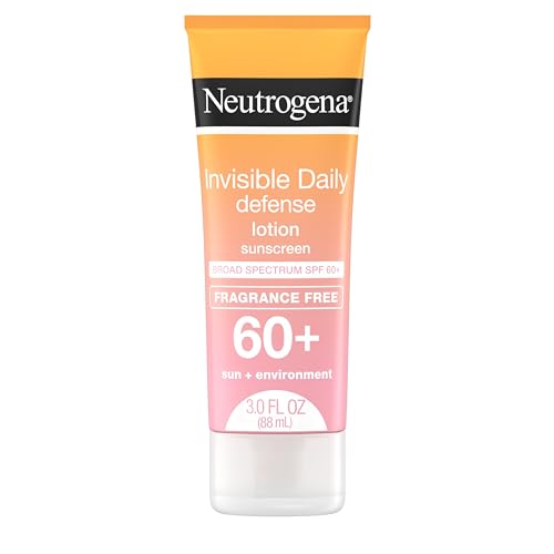 Neutrogena Invisible Daily Defense Fragrance-Free Sunscreen Lotion, Broad Spectrum SPF 60+, Oxybenzone-Free & Water-Resistant, Sun & Environmental Aggressor Protection, 3.0 fl. oz