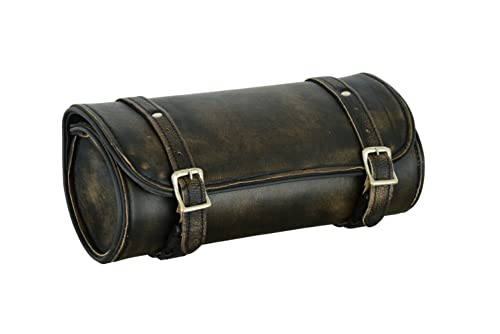 Distress Brown Naked Leather Motorcycle Tool Bag 12-inches