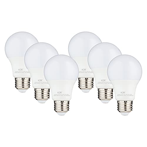 (6 PACK) KOR 9W LED A19 Light Bulb – (60W Equivalent), UL Listed, 5000K (Bright White – Daylight), 750 Lumens, Non-Dimmable, LED 9-Watt Standard Replacement Bulbs With E26 Base, 15000 Hours, Long Life