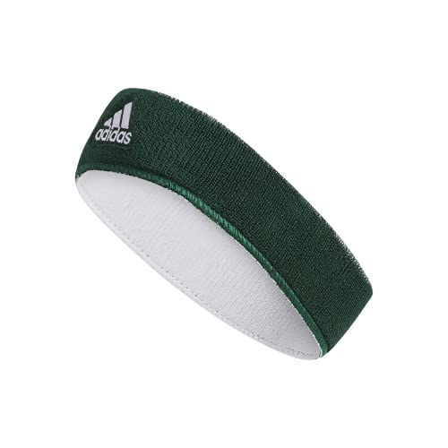 adidas Interval Reversible Terricloth Elastic Headband, Team Dark Green/White, One Size
