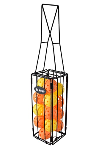 ELKCIP Portable Pickleball & Tennis Ball Collector - Pickle Ball Retriever Basket Carrier Gatherer Picker Hopper Container for Picking and Storage Training Tool for Ball, Foldable