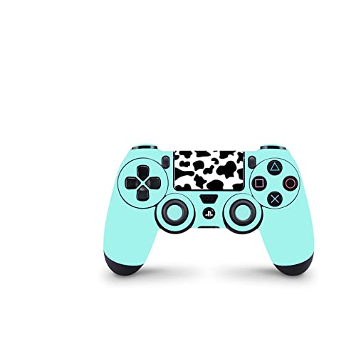 ZOOMHITSKINS Compatible with PS4 Controller Skin, Cow Farm Teal Green Black White, Durable, Vinyl, Made in The USA