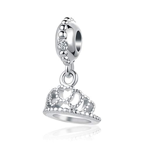 QeenseKc Sparkling Crown Charm Princess Tiara CZ Bead Beads fit European Bracelet