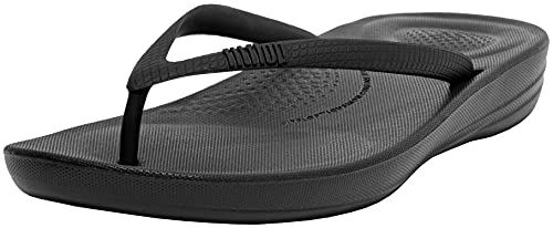 fitflop Women's IQUSHION FLIP Flop-Solid, All All Black, 10 M US