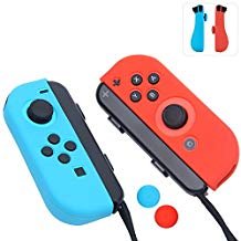 Gel Guards with Thumb Grips Caps for Nintendo Switch (Blue+Red)