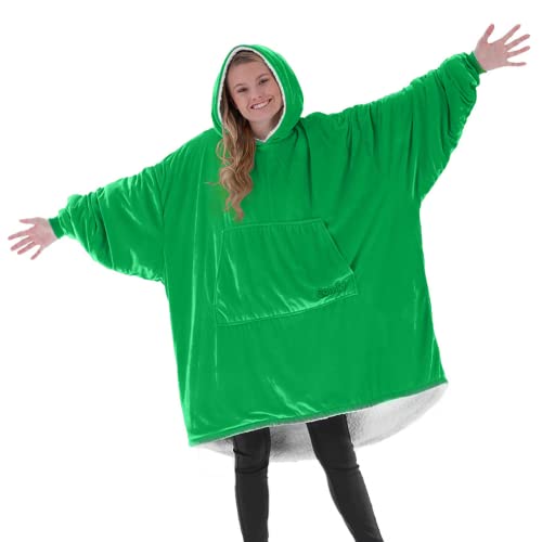 THE COMFY Original | Oversized Microfiber & Sherpa Wearable Blanket, Seen On Shark Tank, One Size Fits All (Green)