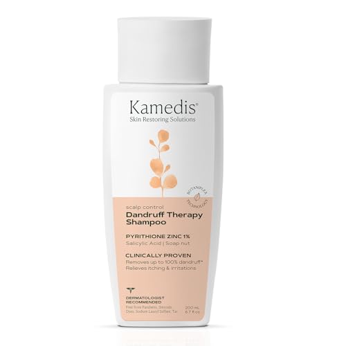 KAMEDIS Anti-Dandruff Therapy Shampoo. For Dry, Itchy, Flaky, Sensitive Scalp and Seborrheic Dermatitis. Contains 1% Zinc Pyrithione and Salicylic Acid. Hair & Head Treatment. Paraben Free. 6.7 Fl Oz.